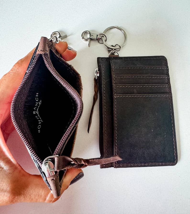 Boho Ranch Shop - Tooled Leather Keychain Wallet Thunderbird Longhorn Bow Hat - TURQUOISE COWBOY HAT