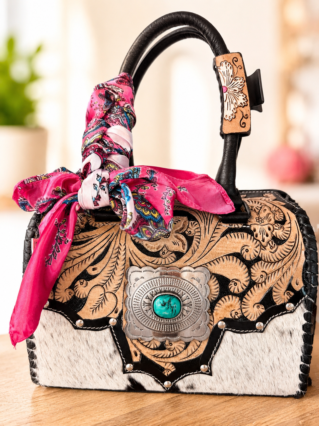 Tooled Concho & Hide Medium Speedy