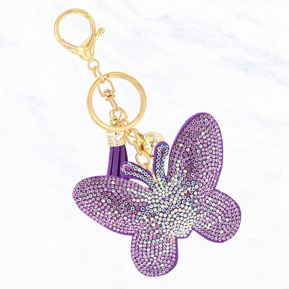 Suzie Q USA - Glittering Colorful Rhinestone Butterfly Keychain - Rose