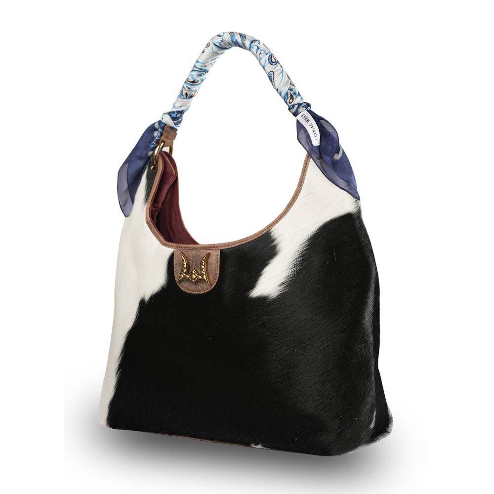 Myra Bag - LW Medium Purse - Black & White Cowhide - Black & White