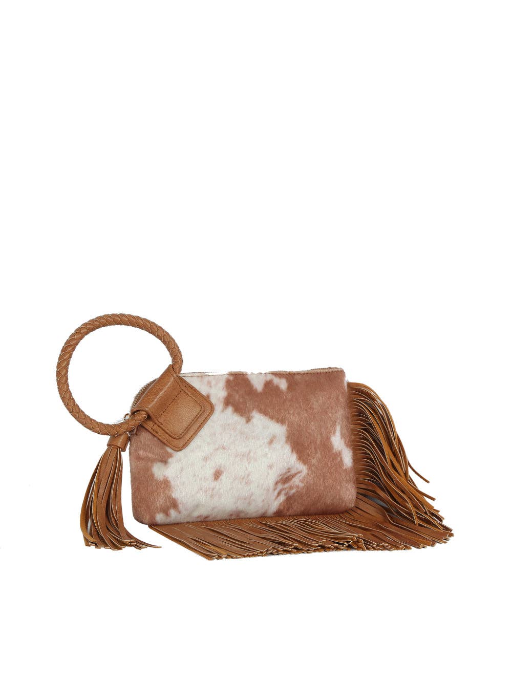 Handbag Factory Corp - Western Fringe Cowhide Ring Clutch - Brown