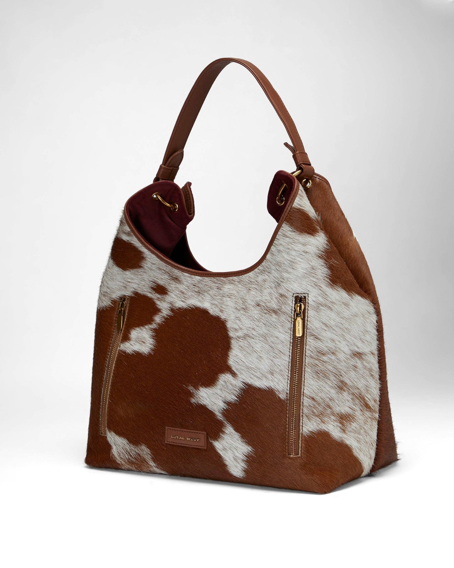 Loyal West - LW Large Purse - In Brown & White Cowhide & Calfskin - NaN / Nan / Brown & White Cowhide