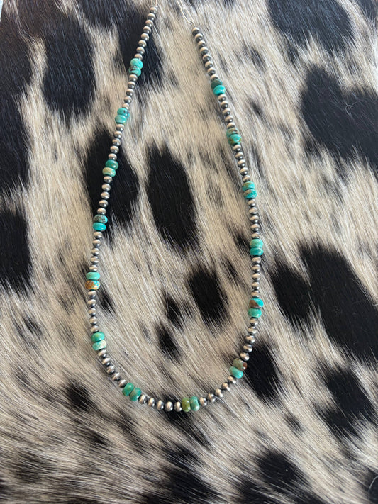 Z Bars Jewelry - #086 Genuine Turquoise & Sterling Silver Pearls - 16"