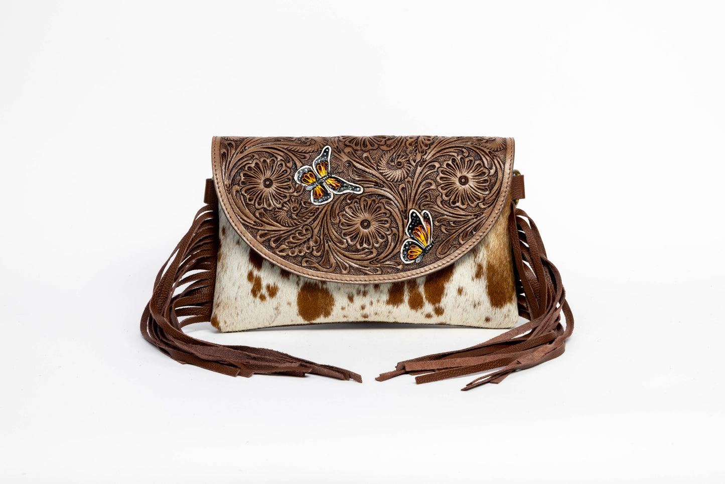 Leather Impressions Inc - Brown Western Shoulder Bag with Butterfly ABHB 18-25203
