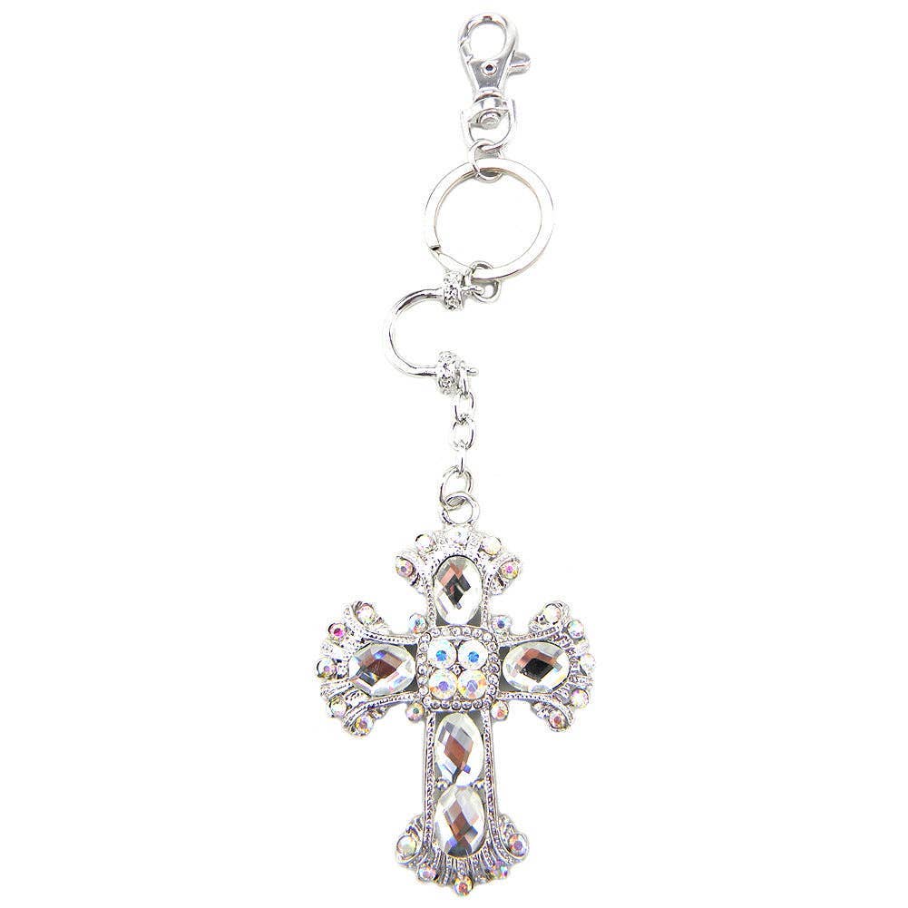 Western Elite Jewelry - KC-010 SILVER PLATING CROSS CHARM KEY CHAIN/KEY FINDER