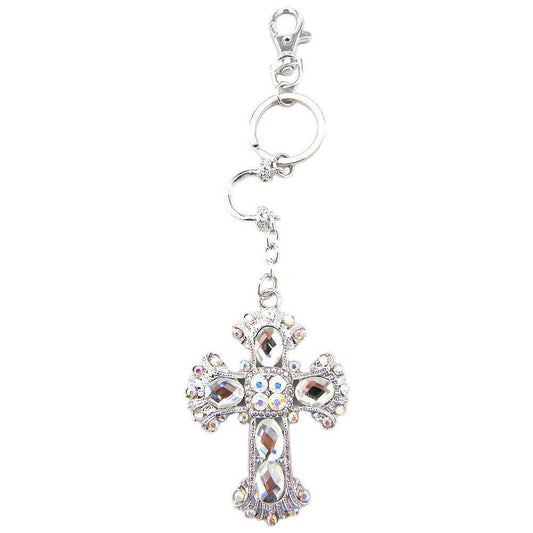 Western Elite Jewelry - KC-010 SILVER PLATING CROSS CHARM KEY CHAIN/KEY FINDER