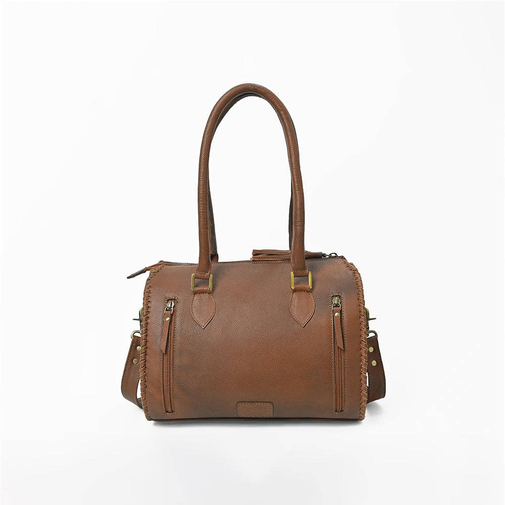 American Darling Hand-Tooled Leather Speedy Bag Classic Western Floral Design - ADBGA1044