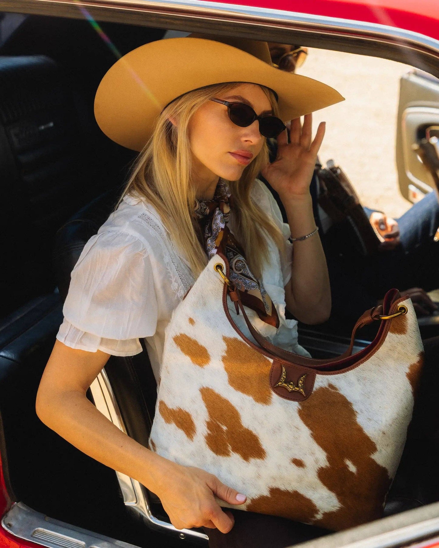 Loyal West - LW Large Purse - In Brown & White Cowhide & Calfskin - NaN / Nan / Brown & White Cowhide