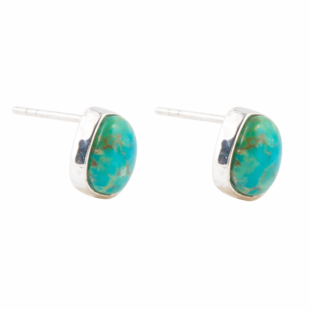 Barse Jewelry - Abstract Blue Turquoise Silver Post Stud Earrings