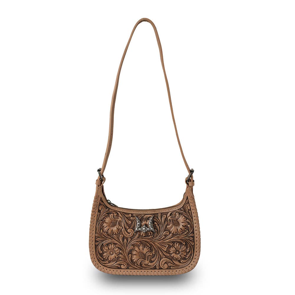 Myra Bag - Handtooled Dannia Large Purse - Saddle Brown - Saddle Brown
