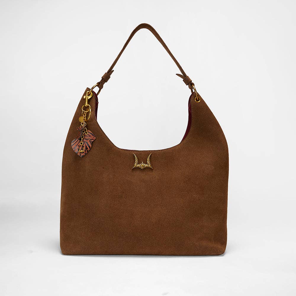 Myra Bag - Loyal West Heart Shape Keychain In Hand Finished Embossed Leather -  Brown - Single