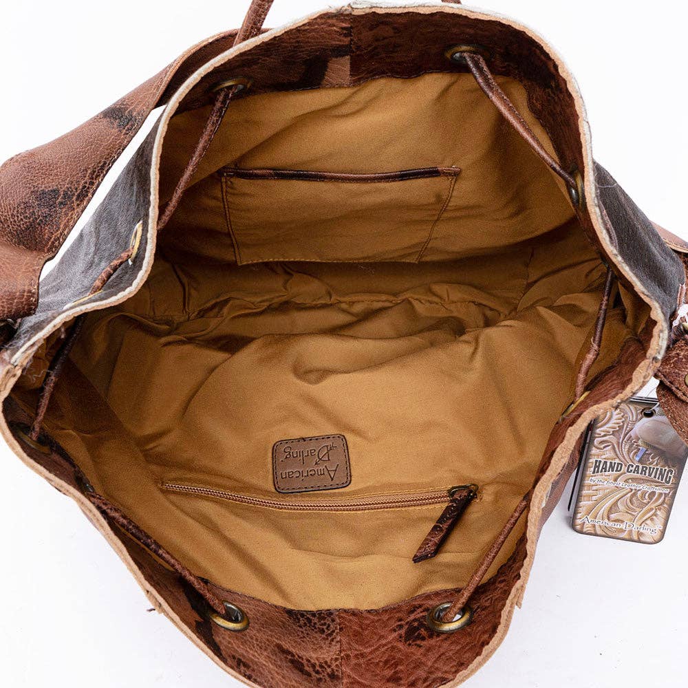 LS Western - ADBGI226 Bucket Hair On Genuine Western Leather Women Bag - ADBGI226A
