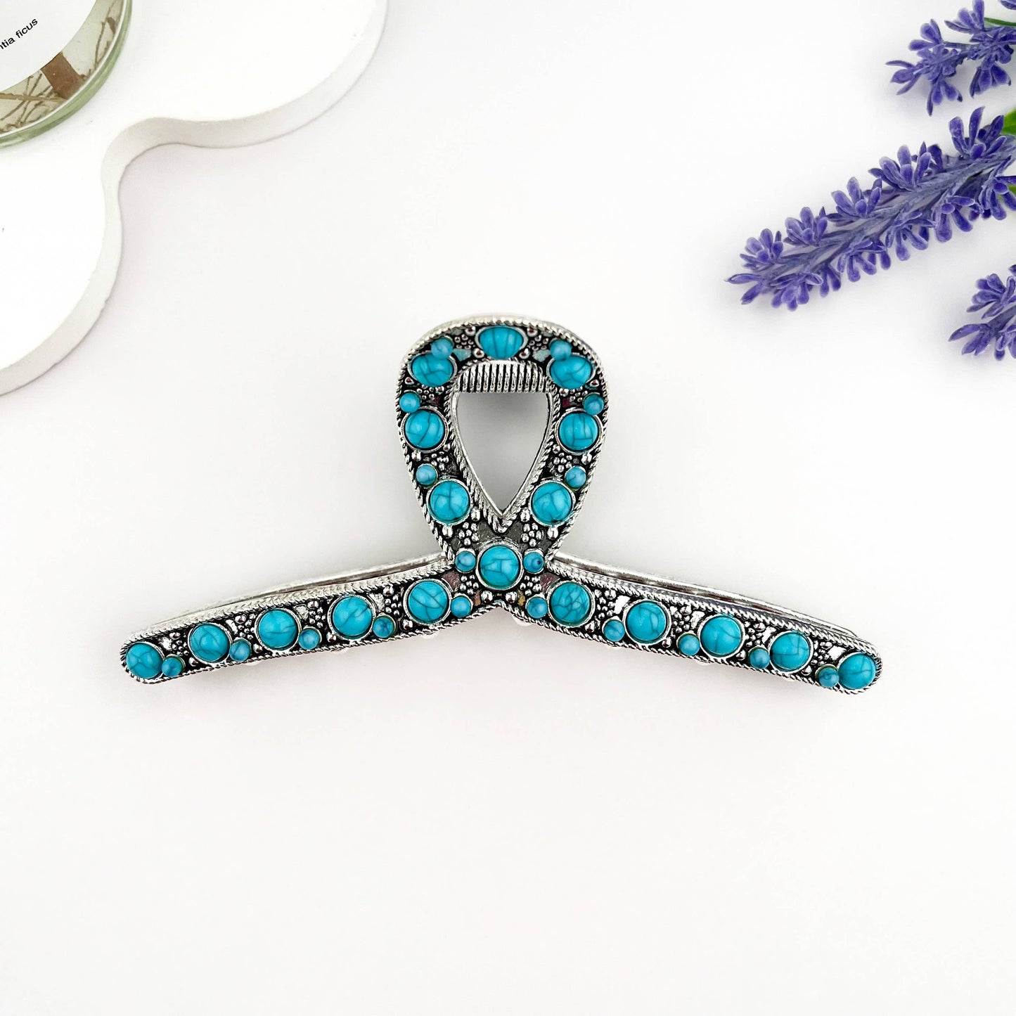 mildstyles - Vintage Fashion Agate Metal Hair Claw Clip - Blue