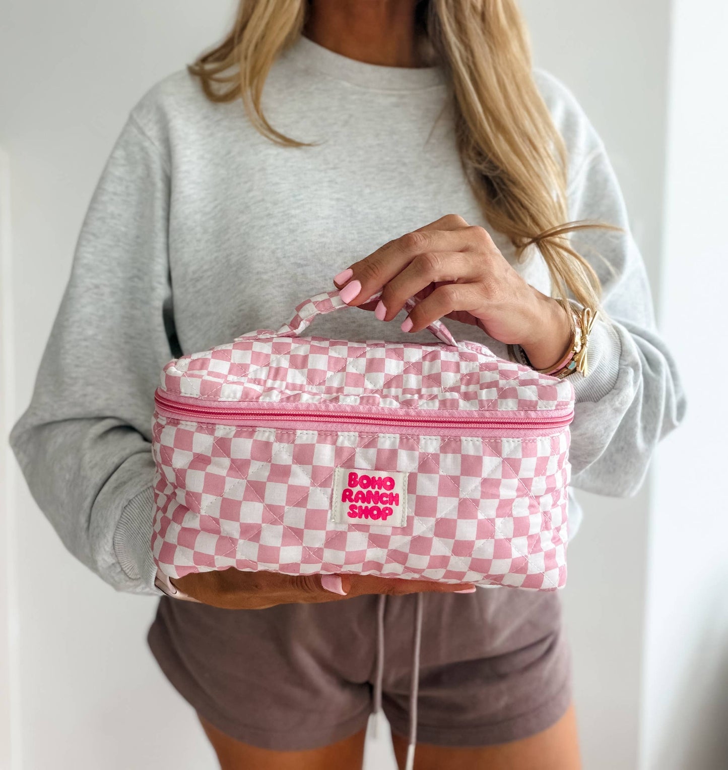 Boho Ranch Shop - Quilted Western Makeup Bag  | Cowgirl Cosmetic Bag Fabric  - YEEHAW DOODLE