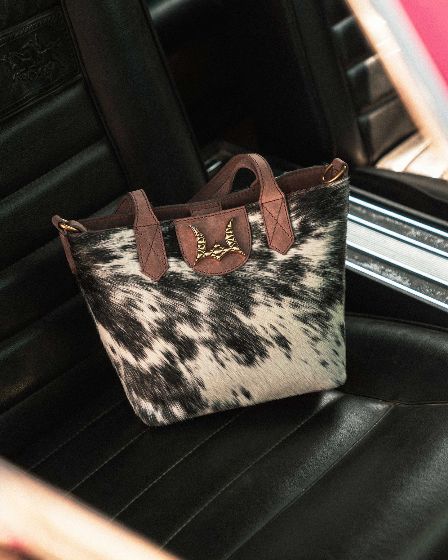 Loyal West - Dakota Medium CrossBody - Black & White Cowhide