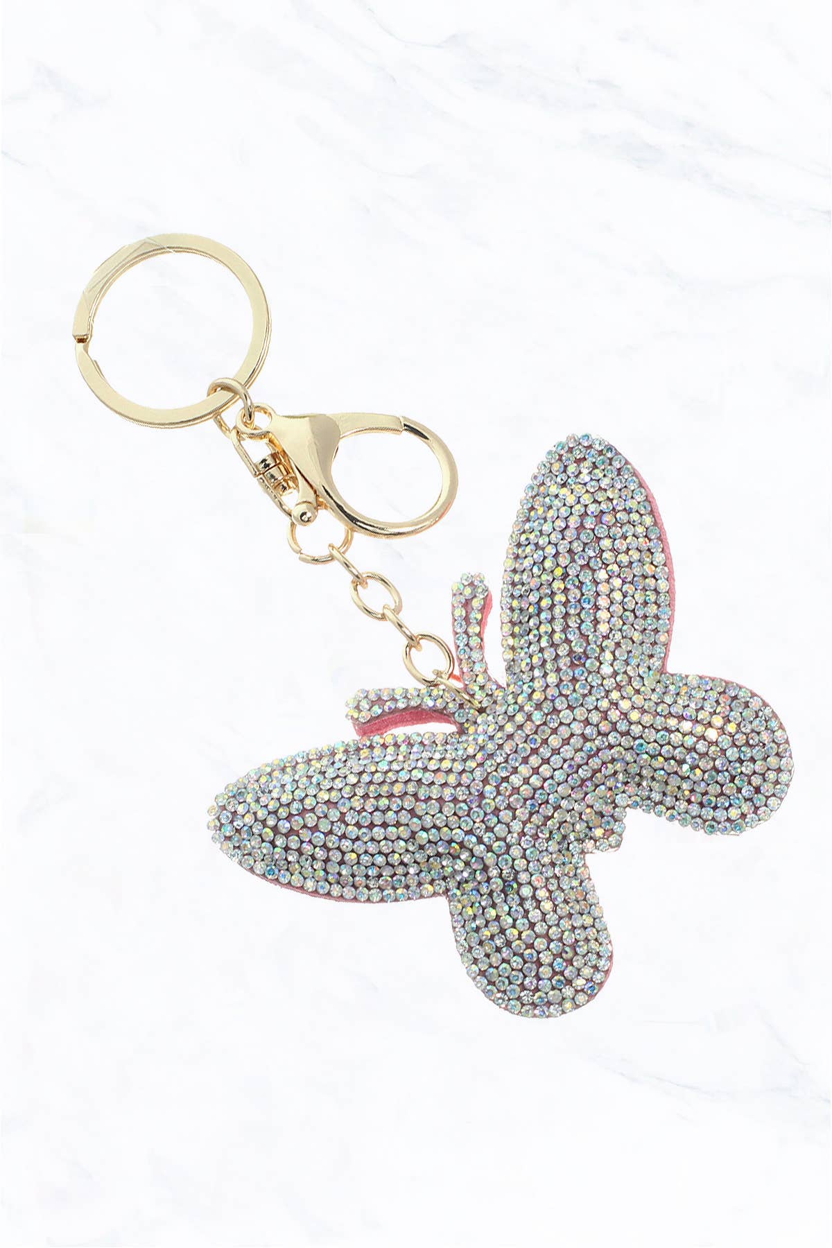 Suzie Q USA - Glittering Colorful Rhinestone Butterfly Keychain - Rose