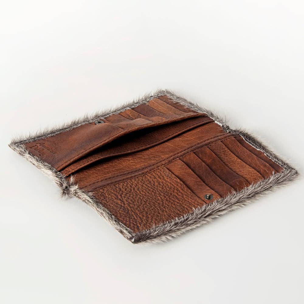 LS Western - ADBG258 American Darling Wallet Bag - Handcrafted Hair-On Cowhide & Genuine Leather Western Wallet - ADBG258TRQ