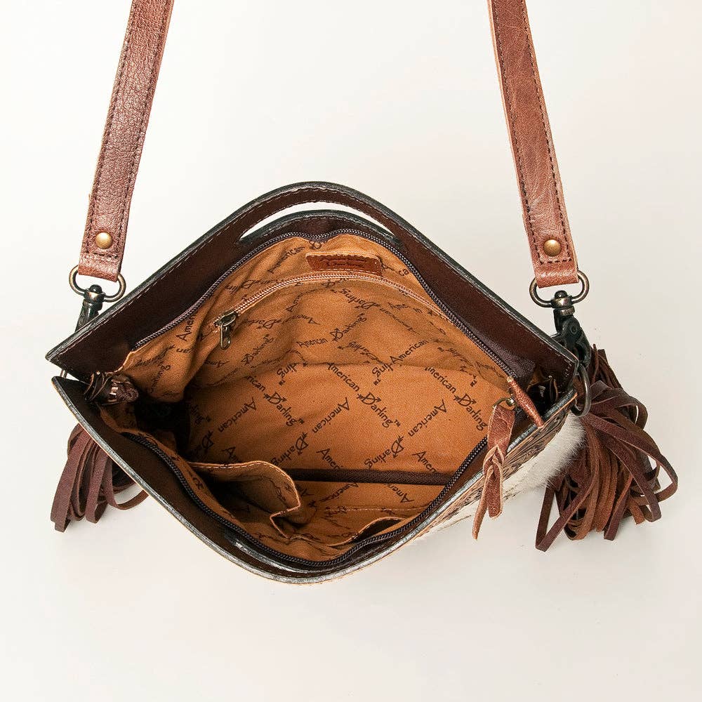 LS Western - LC-ADBGS146 Western Crossbody Bag - Tooled Leather & Hair-On Hide - ADBGS146AR