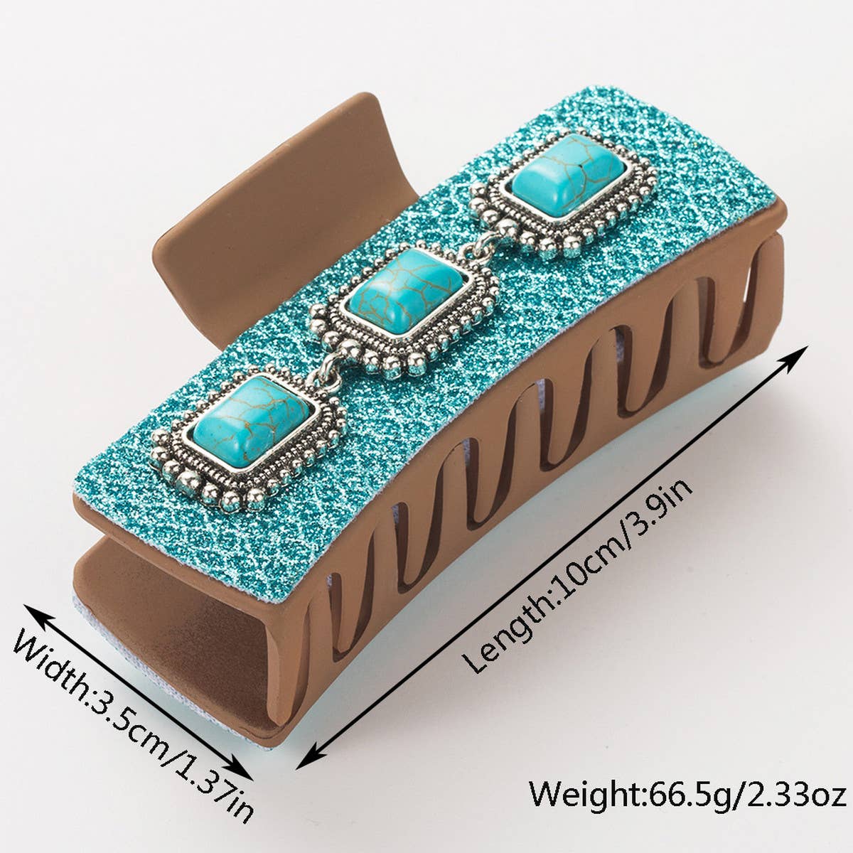 ACCITY - Antique Silver Turquoise Western Hair Claw_CWAHA1766 - White / (OS) 2
