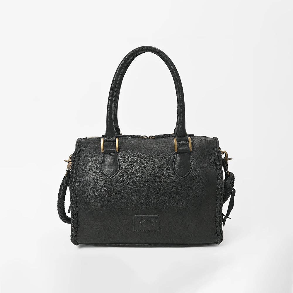 LS Western - Hair-On Hide Satchel Bag for Women Checkered Leather Handbag - ADBGM860B