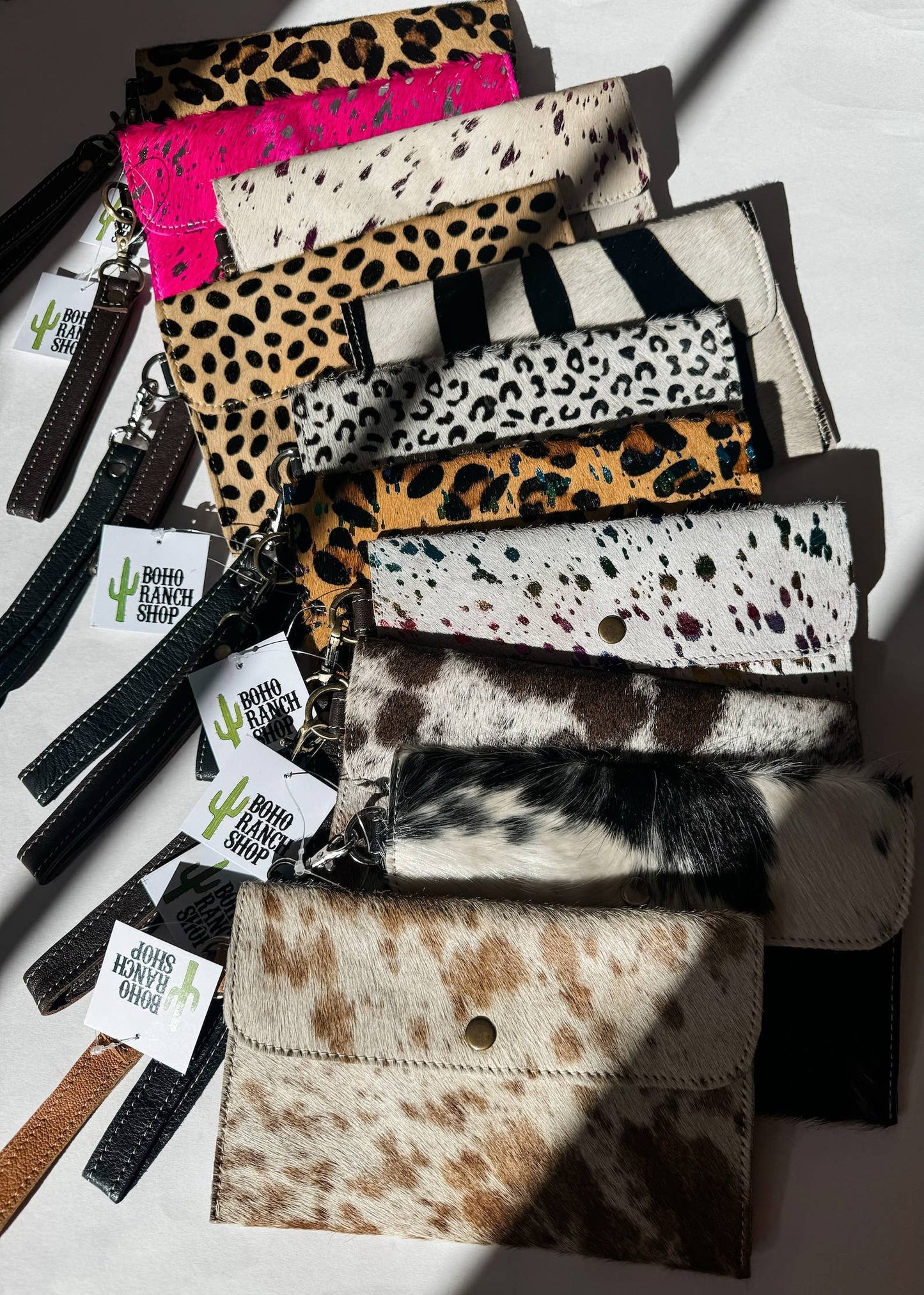 Boho Ranch Shop - Cowhide Wristlet Wallet Western Genuine HairOn Cowhide Bag - ZEBRA