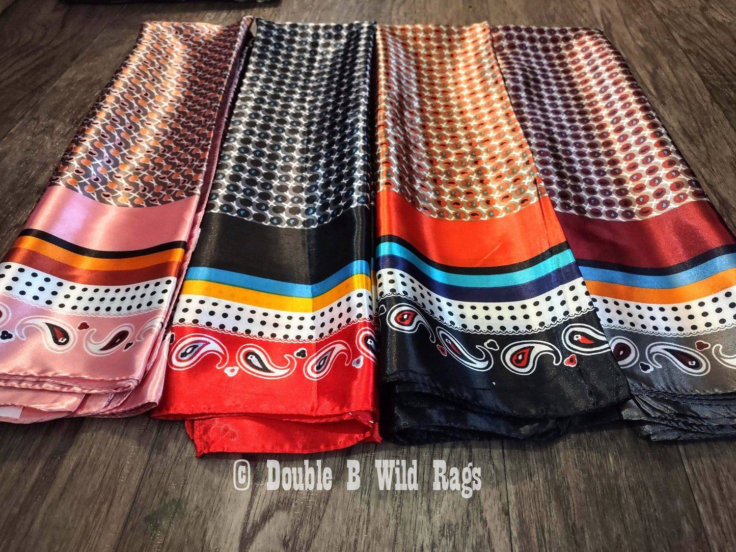 Double B Wild Rags - Wild Rag BARGAIN CORNER Motif center with Paisley Border Cowboy Western Neck Scarf by Double B Wild Rags - Orange and Black