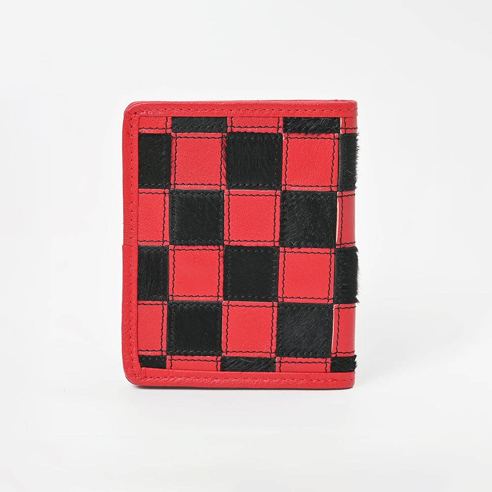 LS Western - ADBGM1095 American Darling Checkered Hair on Hide & Leather Bifold Wallet - ADBGM1095D