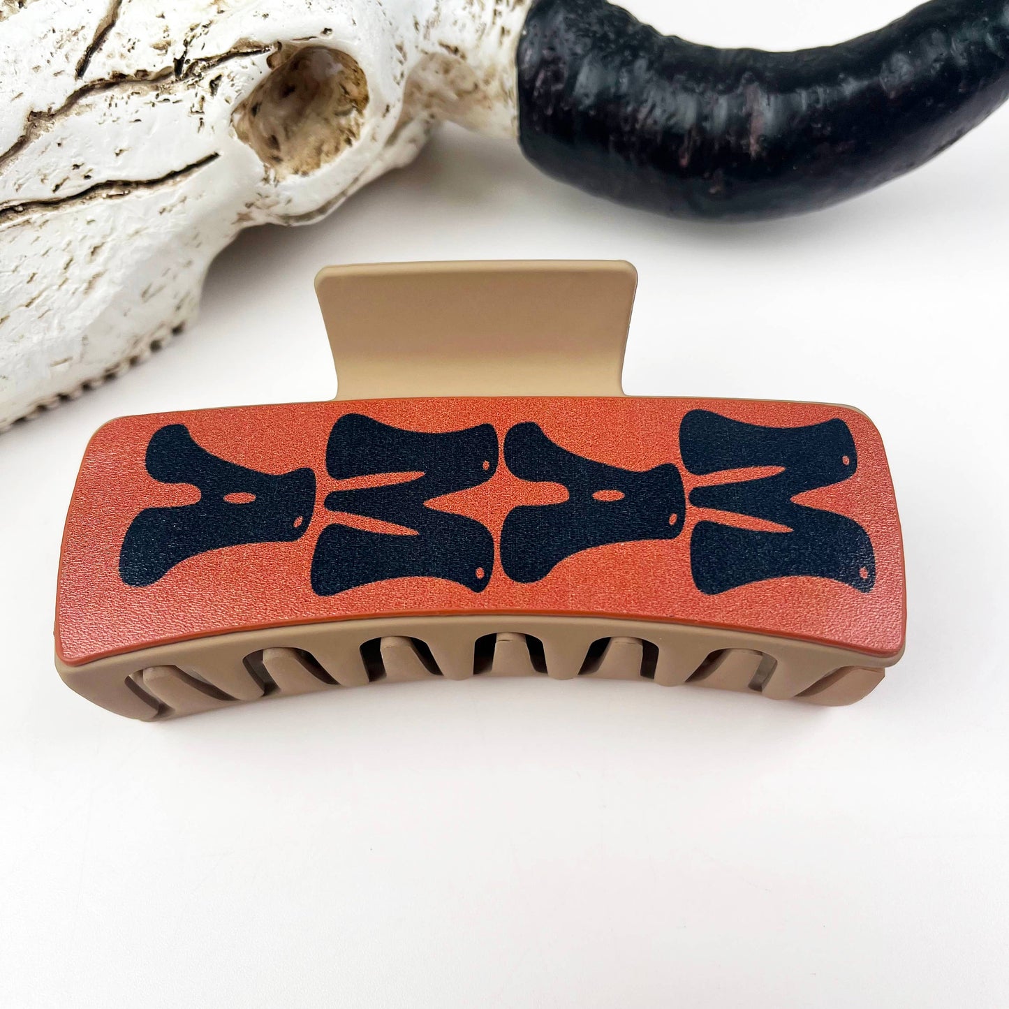 Western cowboy vintage leather hair claw clip - 90019