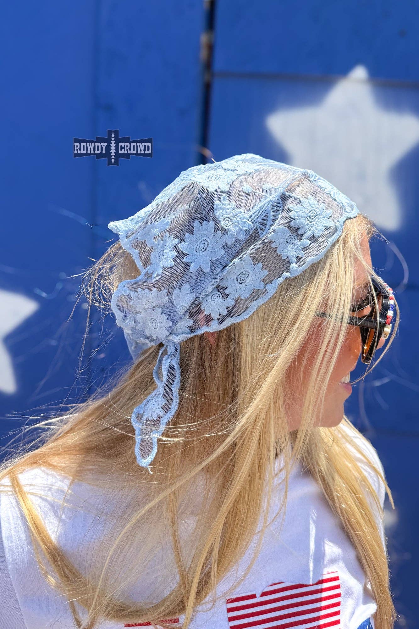 Rowdy Crowd Clothing - Dolled Up Lace Wild Rags - Blue