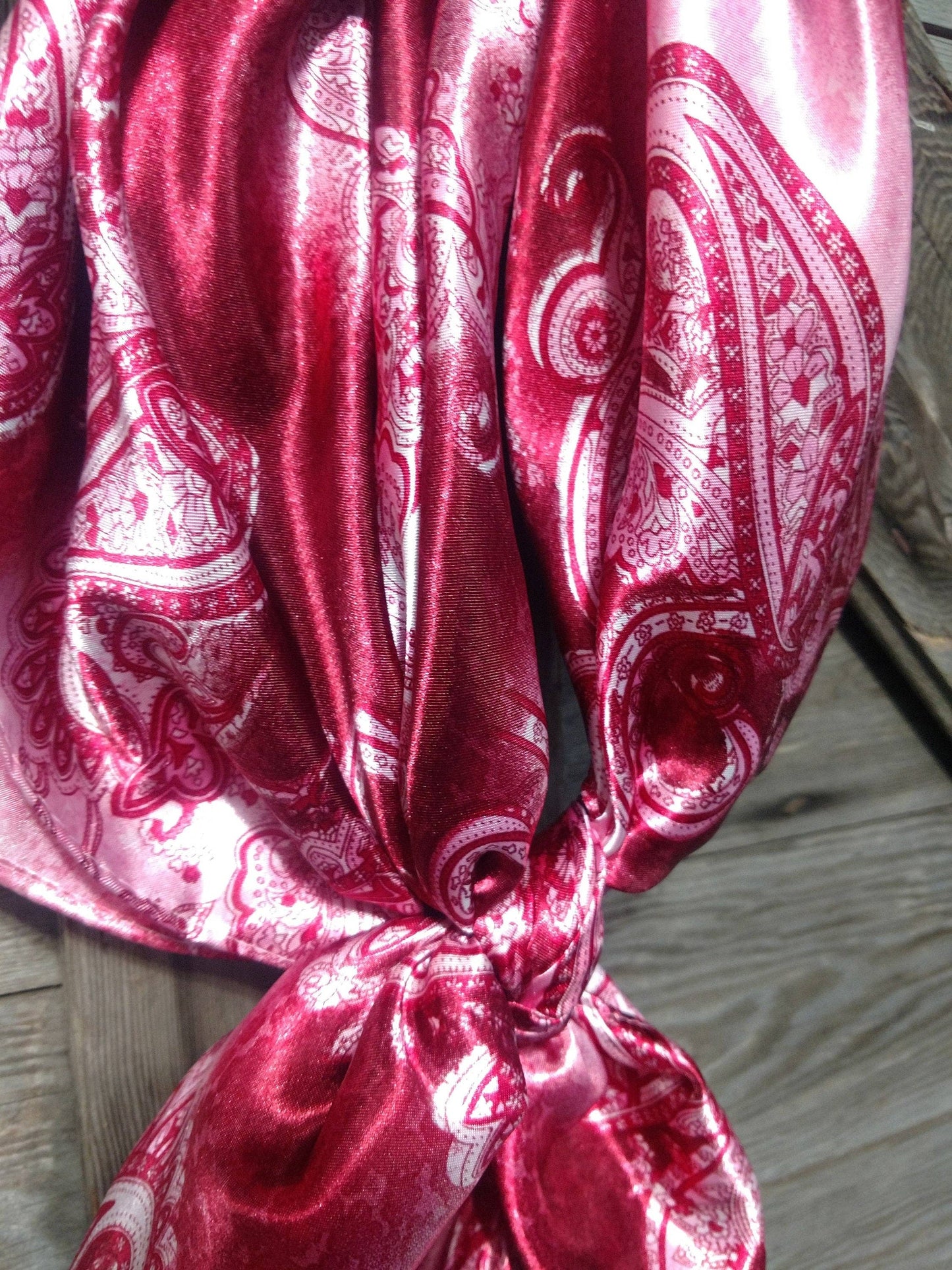 Double B Wild Rags - Wild Rag Red and White Paisley Cowboy Western Neck Scarf Bandanna by Double B Wild Rags - 35"x35"