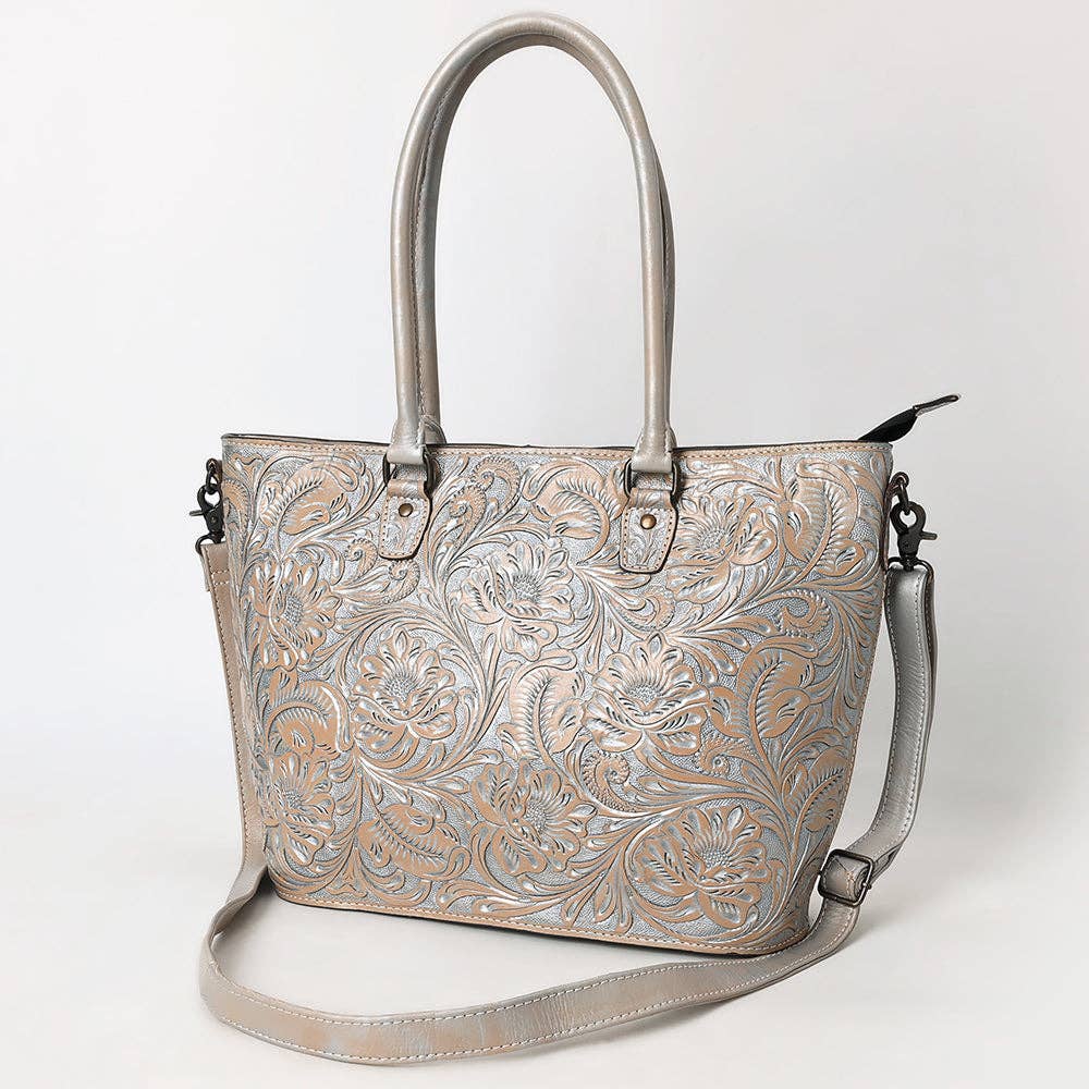 LS Western - ADBG1519 American Darling Western Genuine Leather Tote Bag with Hand-Tooled Detailing | Premium Everyday Carry - ADBG1519B