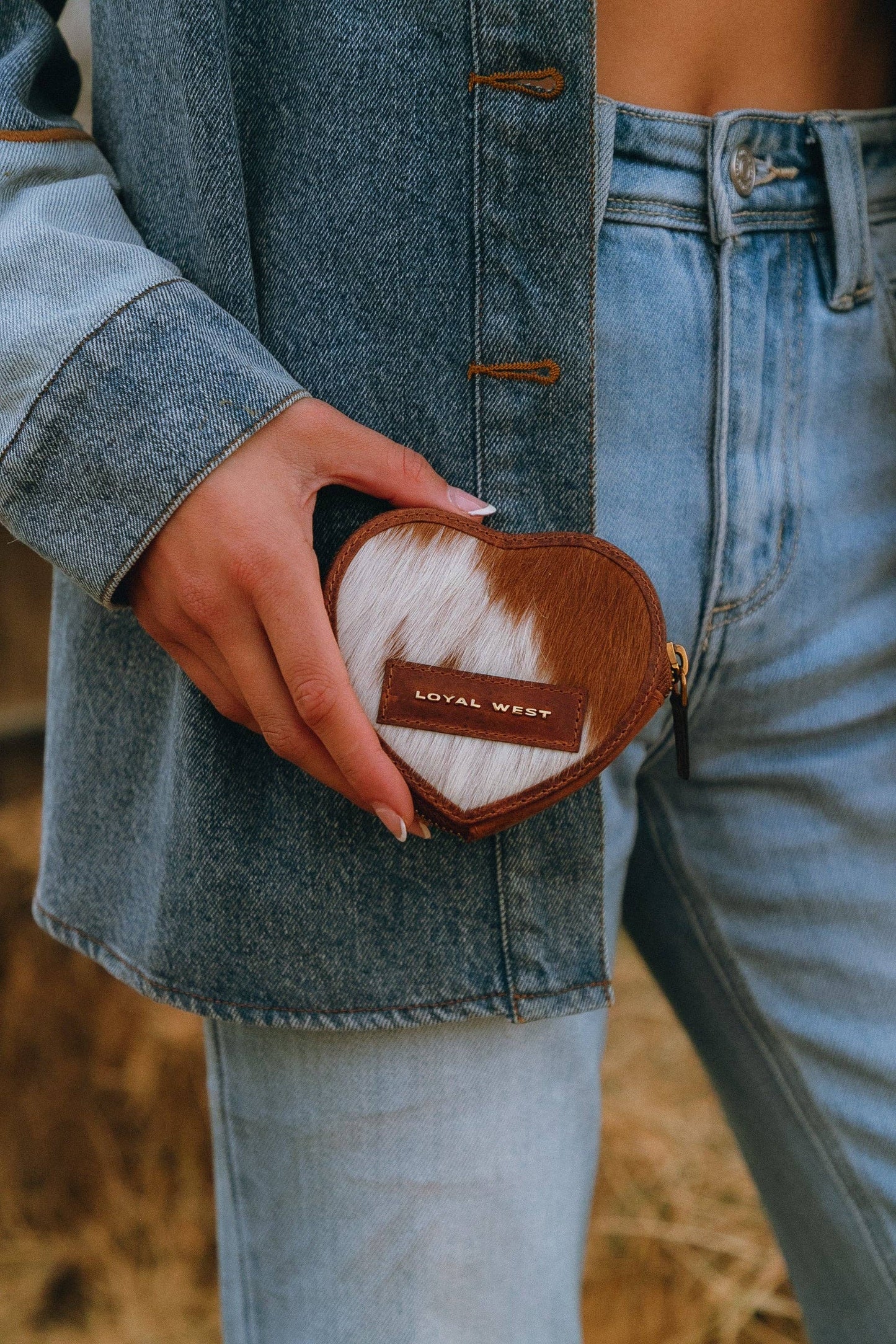 Myra Bag - Cupid Coin Pouch In Brown & White Cowhide
