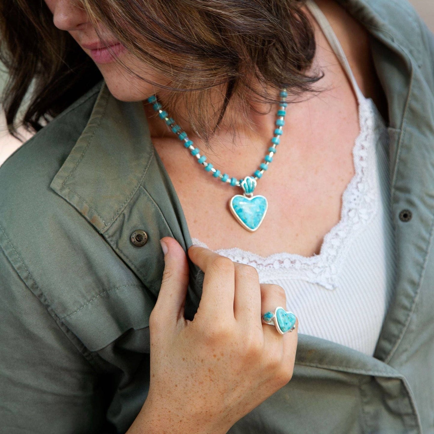 Barse Jewelry - Blue Turquoise Heart Silver Statement Ring - 9