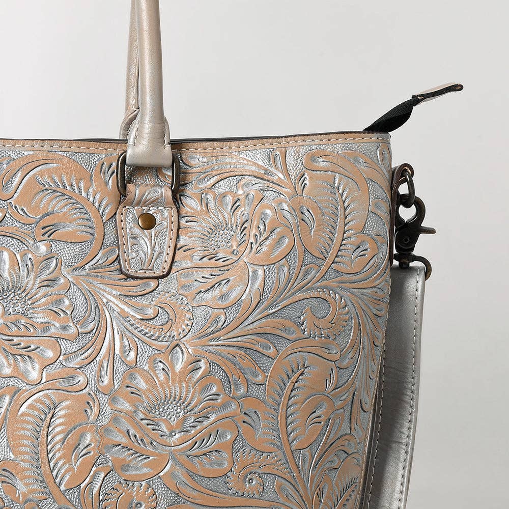 LS Western - ADBG1519 American Darling Western Genuine Leather Tote Bag with Hand-Tooled Detailing | Premium Everyday Carry - ADBG1519B