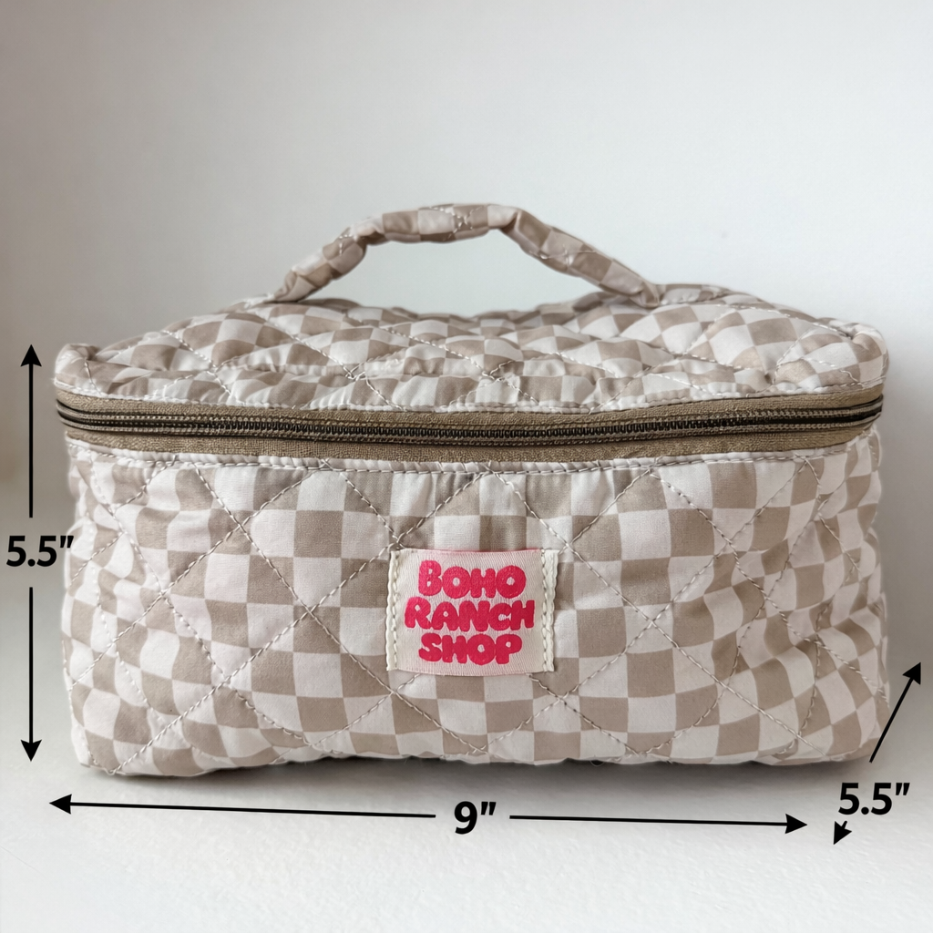 Boho Ranch Shop - Quilted Western Makeup Bag  | Cowgirl Cosmetic Bag Fabric  - DESERT DISCO