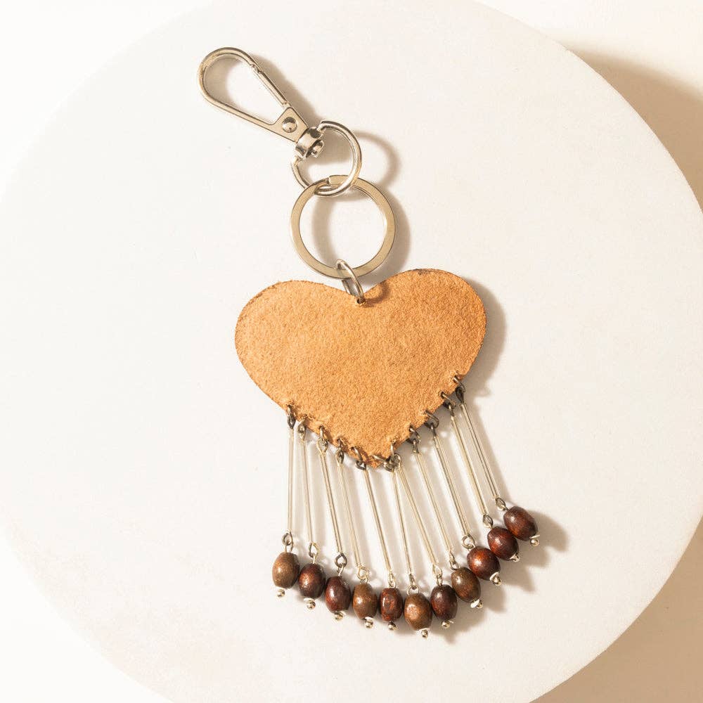 Myra Bag - Sweetheart Tooled Tassel Keychain in Cocoa Brown - Cocoa Brown