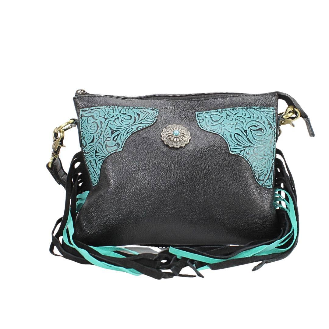 Fringe Concho Crossbody w/ Turquoise Accents