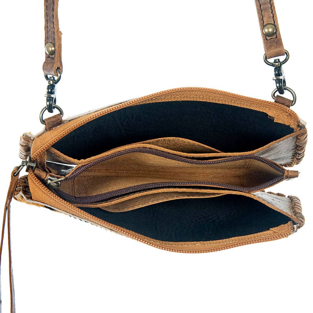American Darling Handcrafted Braided Hair-On Cowhide Crossbody Bag - ADBG535CHEGO
