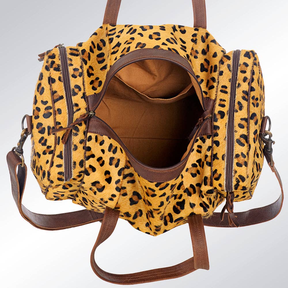 American Darling Duffel Bag - Handcrafted Hair-On Cowhide & Genuine Leather Travel Bag - ADBG254CHE