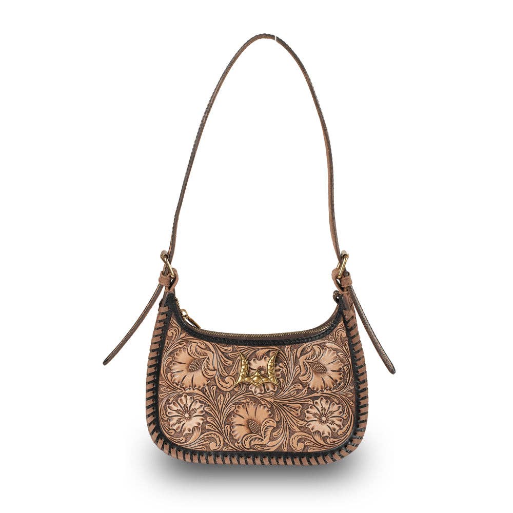 Myra Bag - Handtooled Dannia Medium Purse - Distressed Brown - Distressed Brown