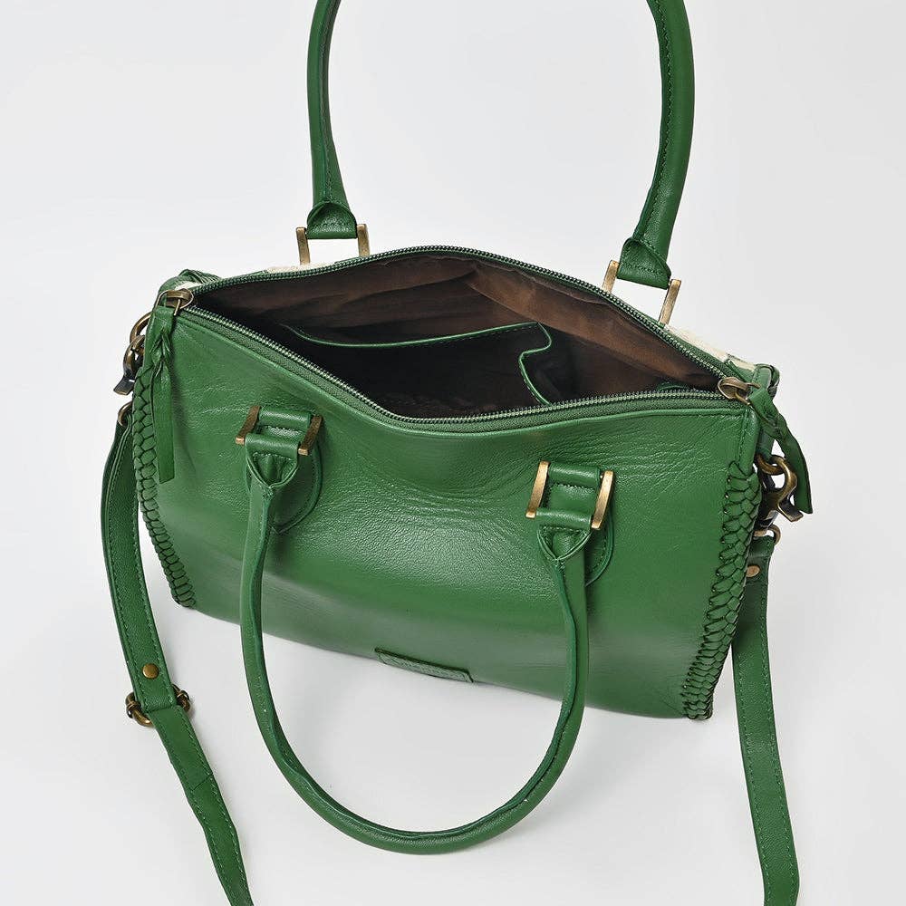LS Western - Hair-On Hide Satchel Bag for Women Checkered Leather Handbag - ADBGM860B