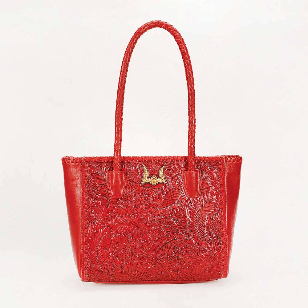 Myra Bag - Loyal West Drover Medium Bag Red - Red Handtooled Leather And Calfskin / Single