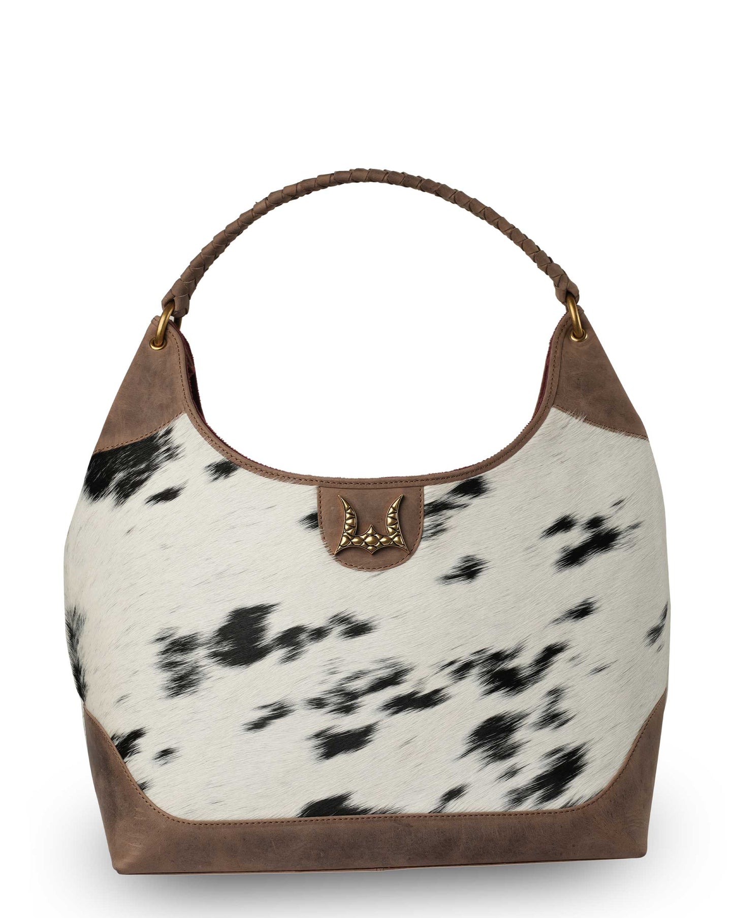 Loyal West - LW Large Purse - Black & White Cowhide with Oiled Brown Leather - NaN / Black & White Cowhide
