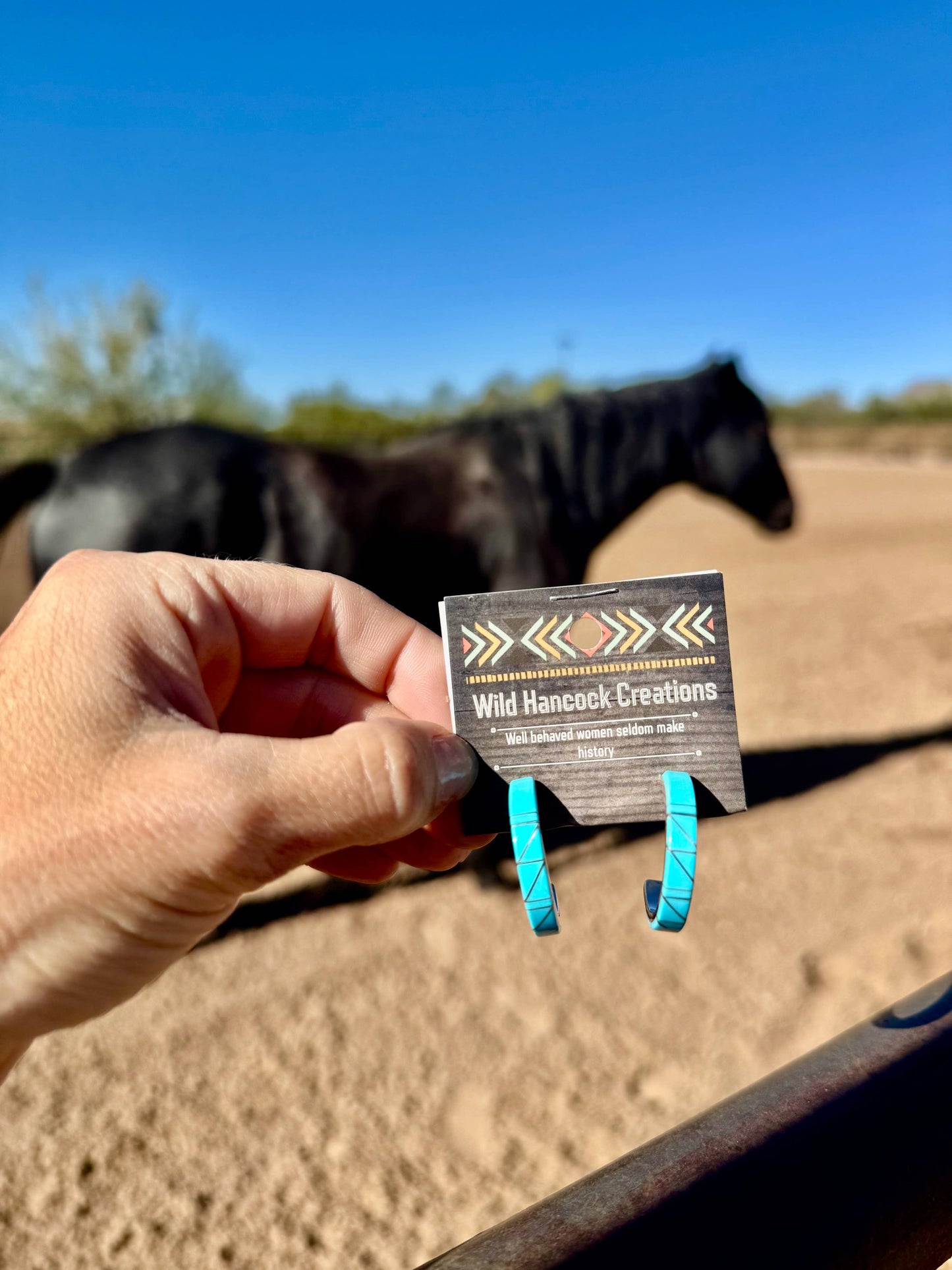 Wild Hancock Creations - Turquoise Inlay Hoops/Hoop earrings/Western Boho Hoops