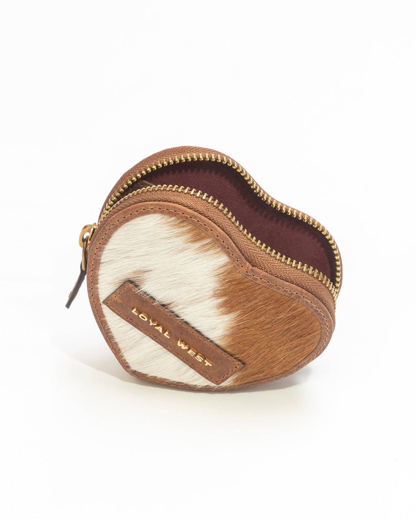 Myra Bag - Cupid Coin Pouch In Brown & White Cowhide