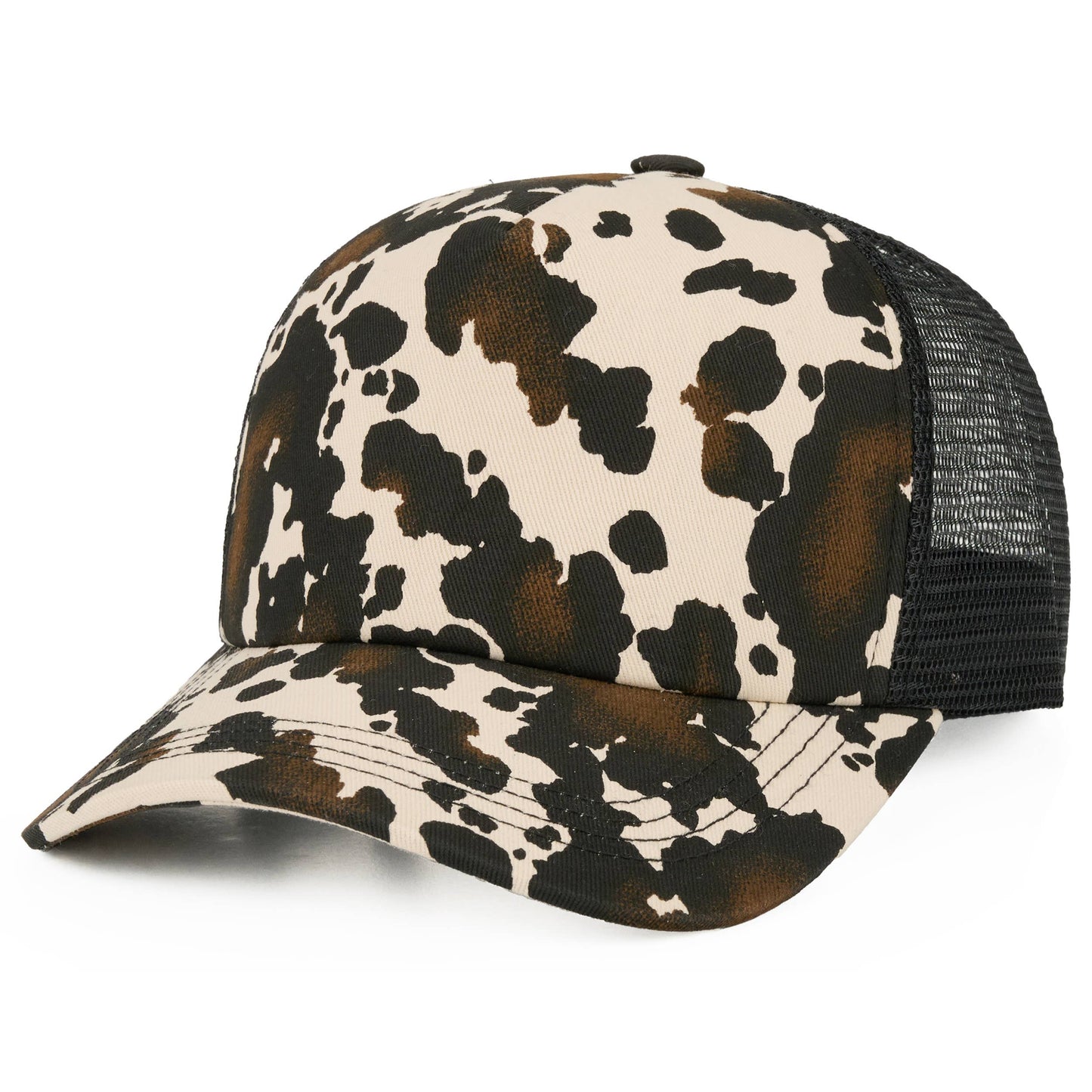 Hana - C.C Cow Pattern with Mesh Back Baseball Cap Trucker Hat - Cow