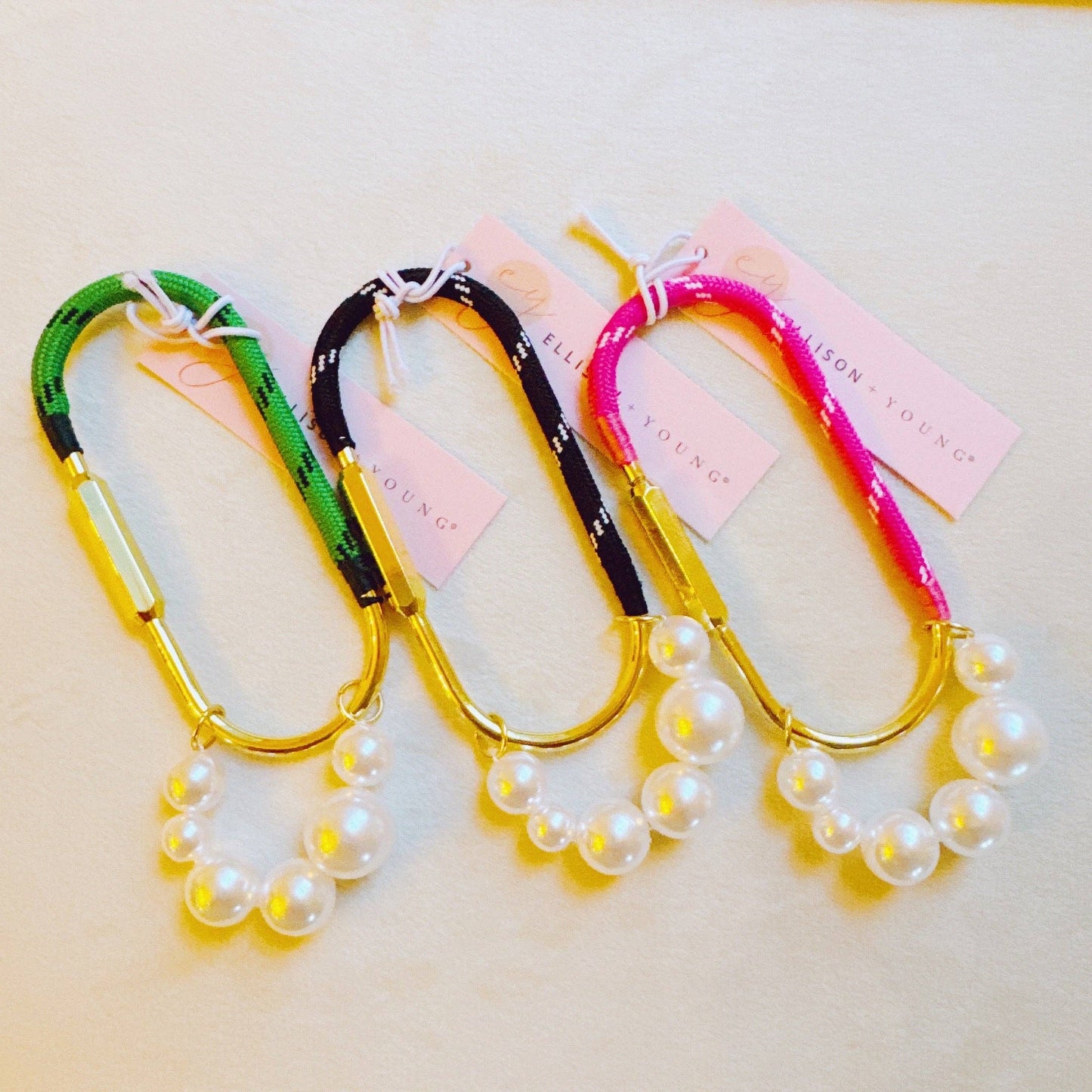 Ellison+Young - Roped And Pearled Shackle Bag Charm - Green