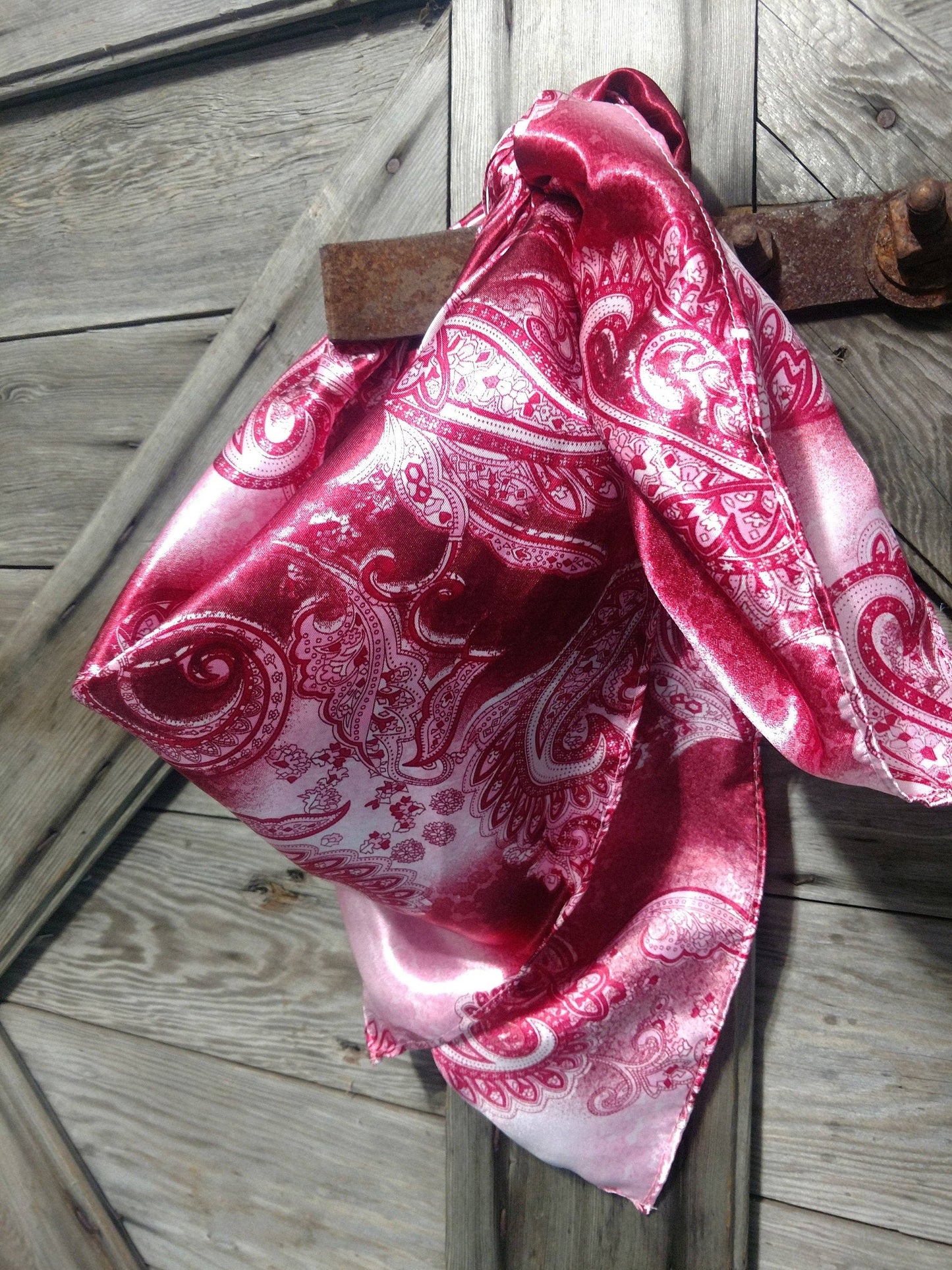 Double B Wild Rags - Wild Rag Red and White Paisley Cowboy Western Neck Scarf Bandanna by Double B Wild Rags - 35"x35"