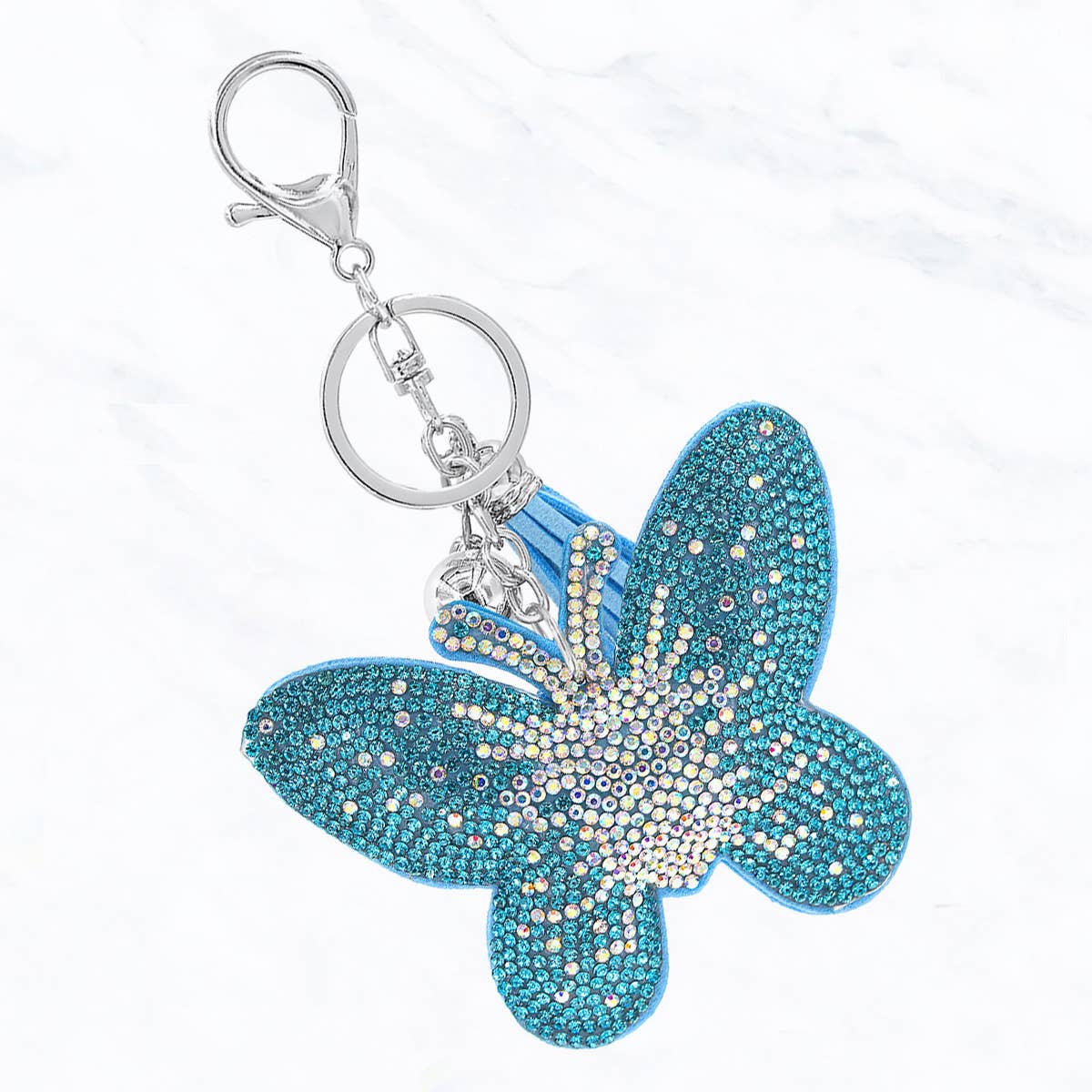 Suzie Q USA - Glittering Colorful Rhinestone Butterfly Keychain - Rose