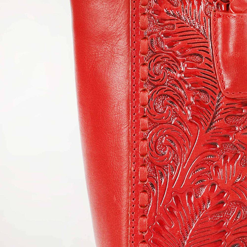 Myra Bag - Loyal West Drover Medium Bag Red - Red Handtooled Leather And Calfskin / Single